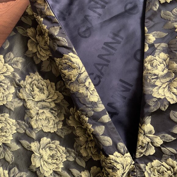 Women's Ganni Lemon Zest Jacquard Suiting Floral Sleeveless Mini Dress Size 36 - Picture 6 of 11